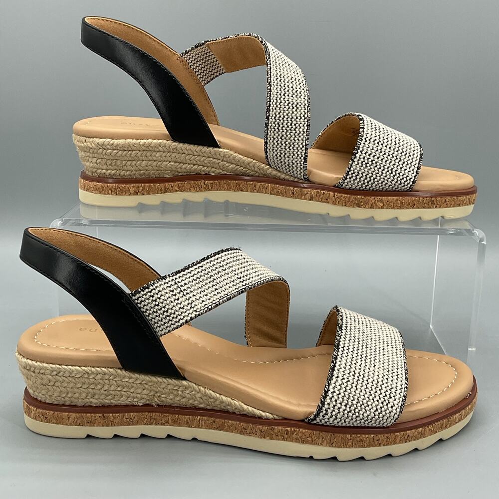 NEW Easy Spirit Women’s Sabina2 Wedge Sandals Natural/ Black Size 7M